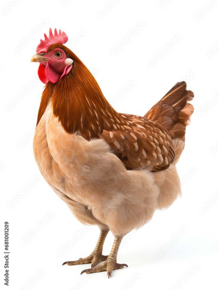 Chicken Studio Shot Isolated on Clear White Background, Generative AI