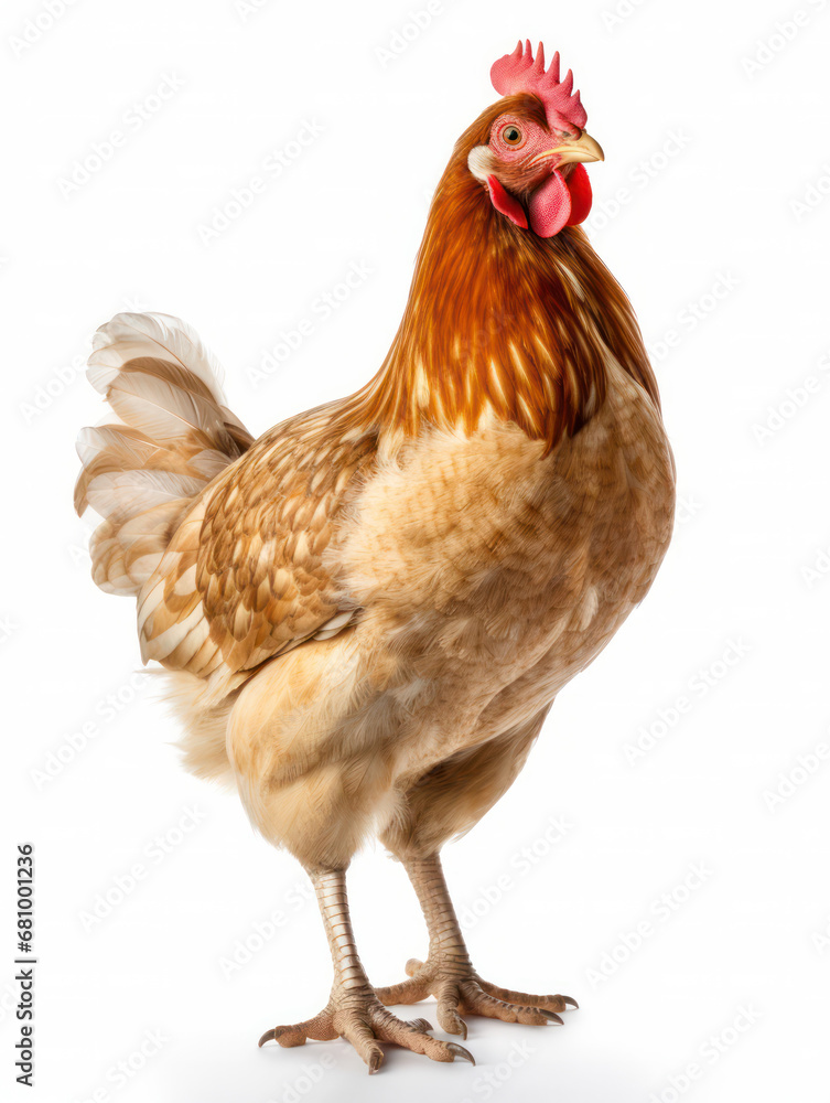 Fototapeta premium Chicken Studio Shot Isolated on Clear White Background, Generative AI