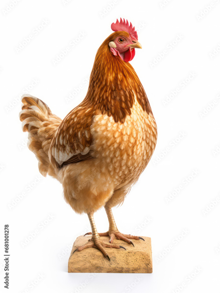 Fototapeta premium Chicken Studio Shot Isolated on Clear White Background, Generative AI