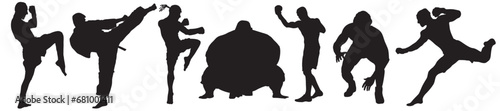 black and white silhouette of a martial arts fighter