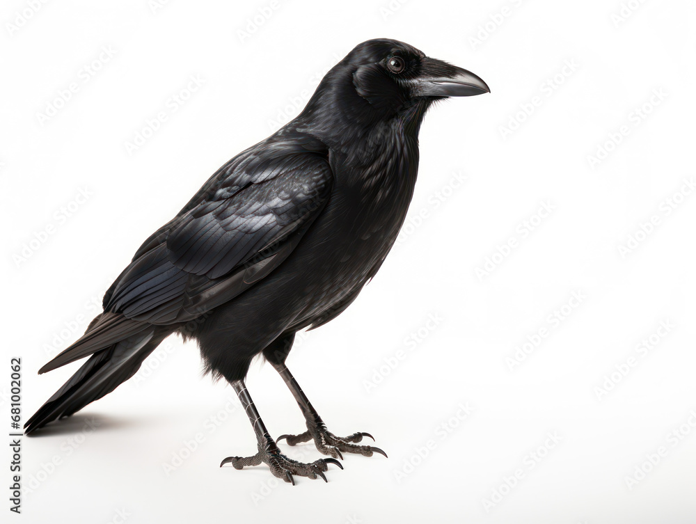 Fototapeta premium Crow Studio Shot Isolated on Clear White Background, Generative AI