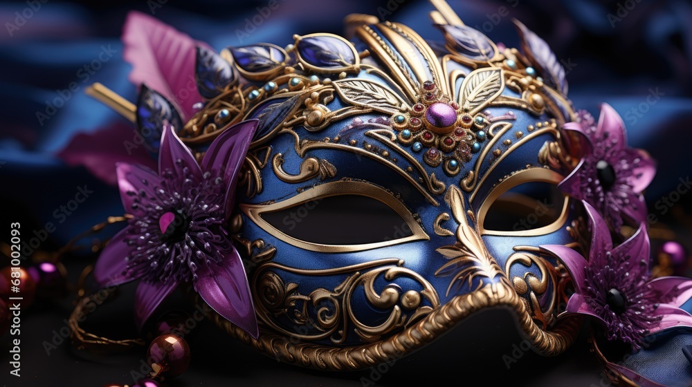 Mardi Gras carnival mask on blue background Mardi Gras carnival mask on blue background