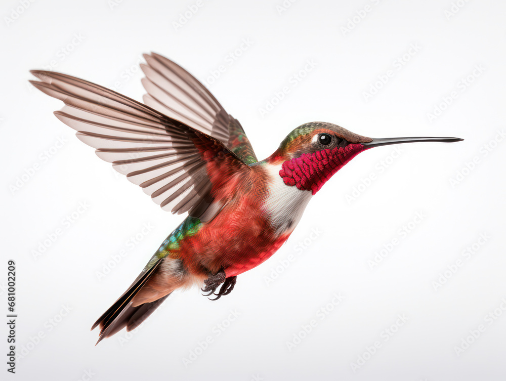 Hummingbird Studio Shot Isolated on Clear White Background, Generative AI Hummingbird Studio Shot Isolated on Clear White Background, Generative AI