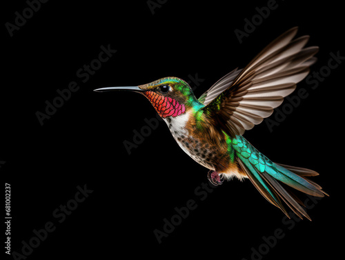 Hummingbird Studio Shot Isolated on Clear Black Background  Generative AI