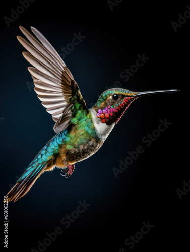Hummingbird Studio Shot Isolated on Clear Black Background, Generative AI