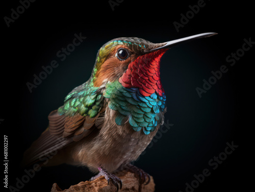 Hummingbird Studio Shot Isolated on Clear Black Background, Generative AI