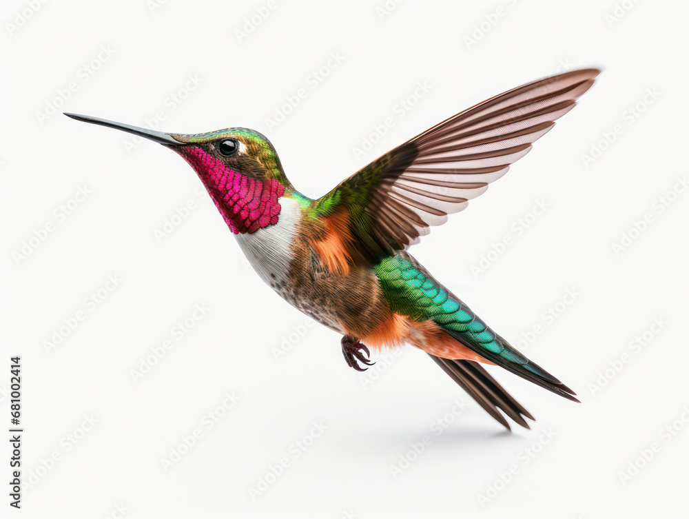 Fototapeta premium Hummingbird Studio Shot Isolated on Clear White Background, Generative AI