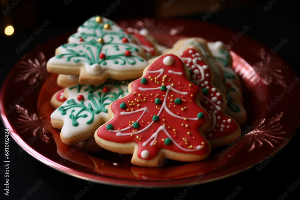 A plate of Christmas cookie generative AI A plate of Christmas cookie generative AI