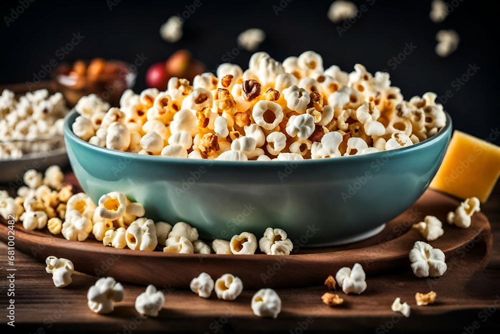 Popcorn Bowl Experience with Buttery Goodness, Salted Perfection, and Parmesan Magic generative AI