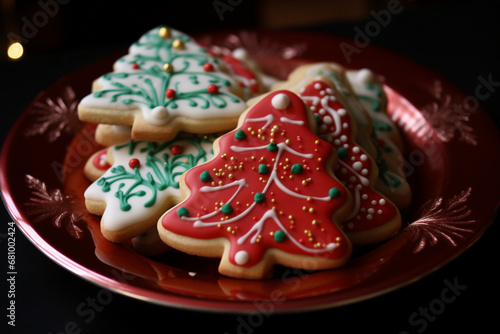A plate of Christmas cookie generative AI