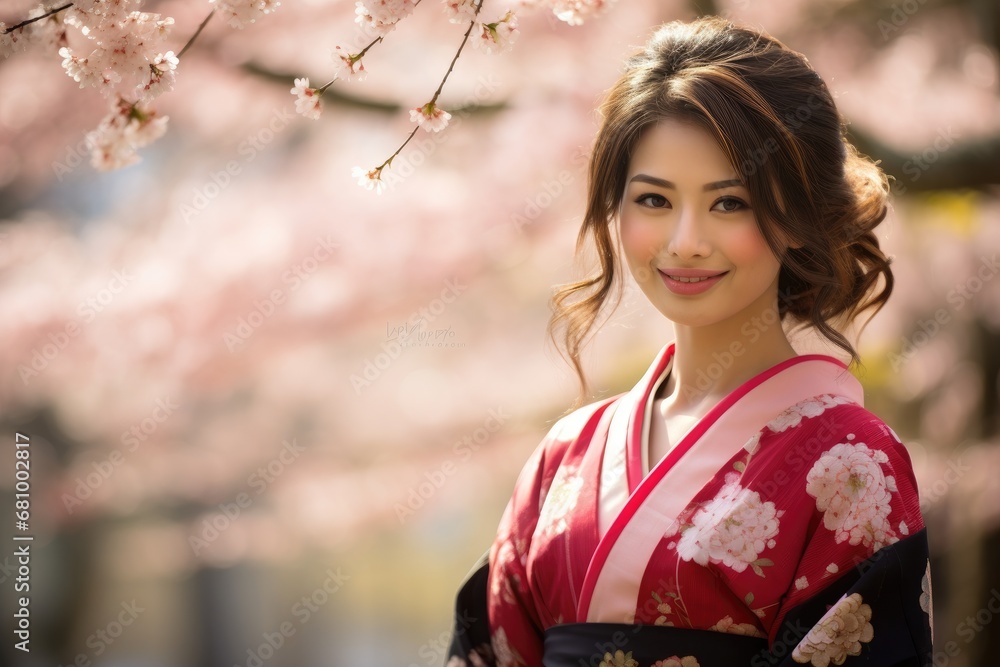 The Beauty of Tradition: A Woman Embracing the Serenity of Cherry Blossoms The Beauty of Tradition: A Woman Embracing the Serenity of Cherry Blossoms