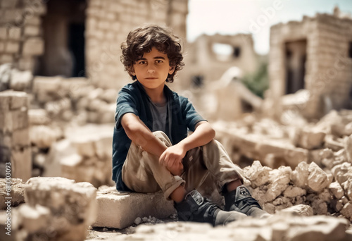  Un Bambino Palestinese Tra le Rovine di Casa Sua