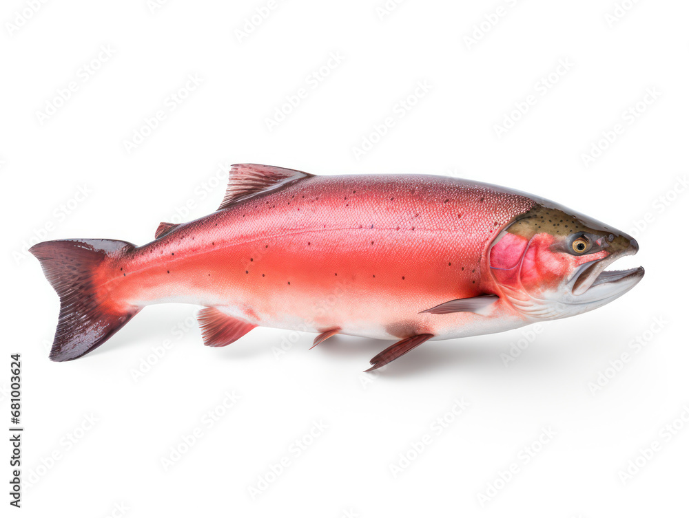 Salmon Studio Shot Isolated on Clear White Background, Generative AI Salmon Studio Shot Isolated on Clear White Background, Generative AI