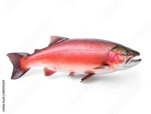 Salmon Studio Shot Isolated on Clear White Background, Generative AI