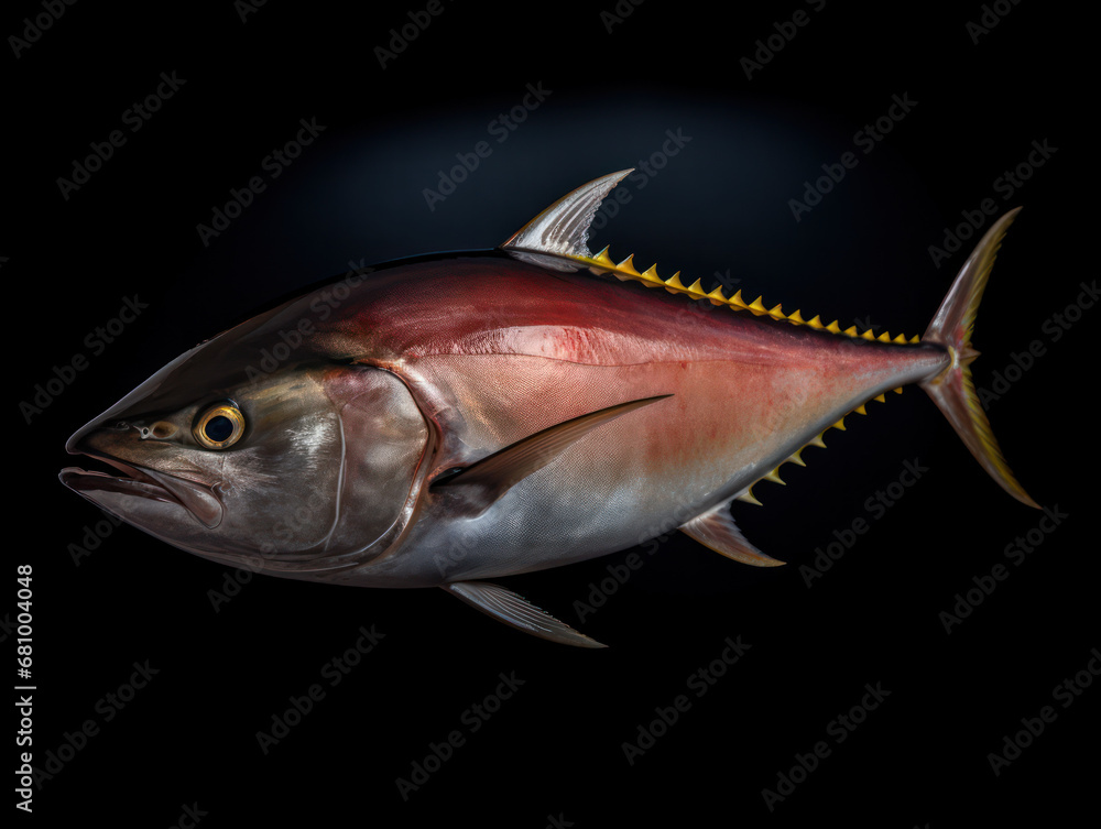 Tuna Studio Shot Isolated on Clear Black Background, Generative AI Tuna Studio Shot Isolated on Clear Black Background, Generative AI