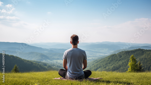person meditating in the mountains © Kittirath