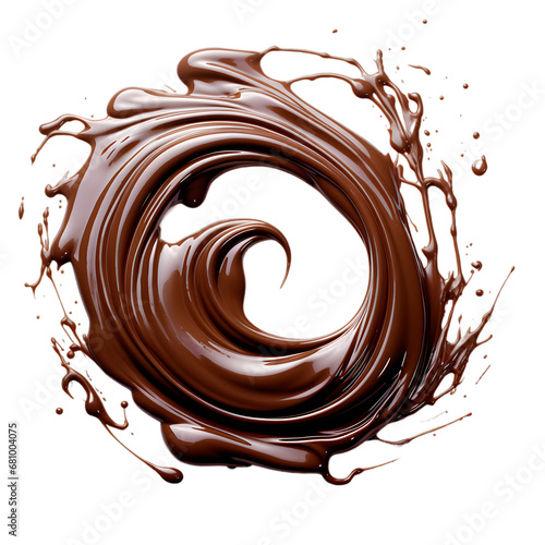 Melted Chocolate swirl whirlpool isolated on transparent background