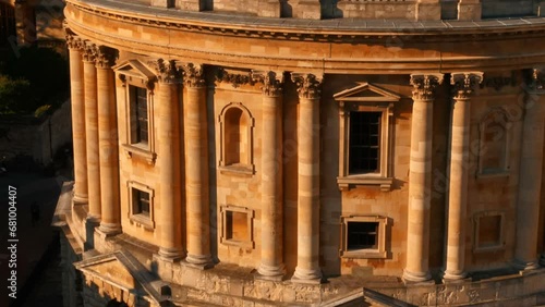 Aerial telephoto shot of the Radcliffe Camera in Oxford, England, UK, built in 1737. The University of Oxford is the oldest university in the English-speaking world photo