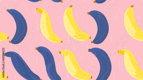 Risograph-Druck mit Bananen, minimalistisch, nahtloses Muster
