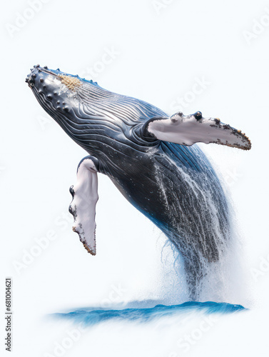 Whale Studio Shot Isolated on Clear White Background, Generative AI © Vig