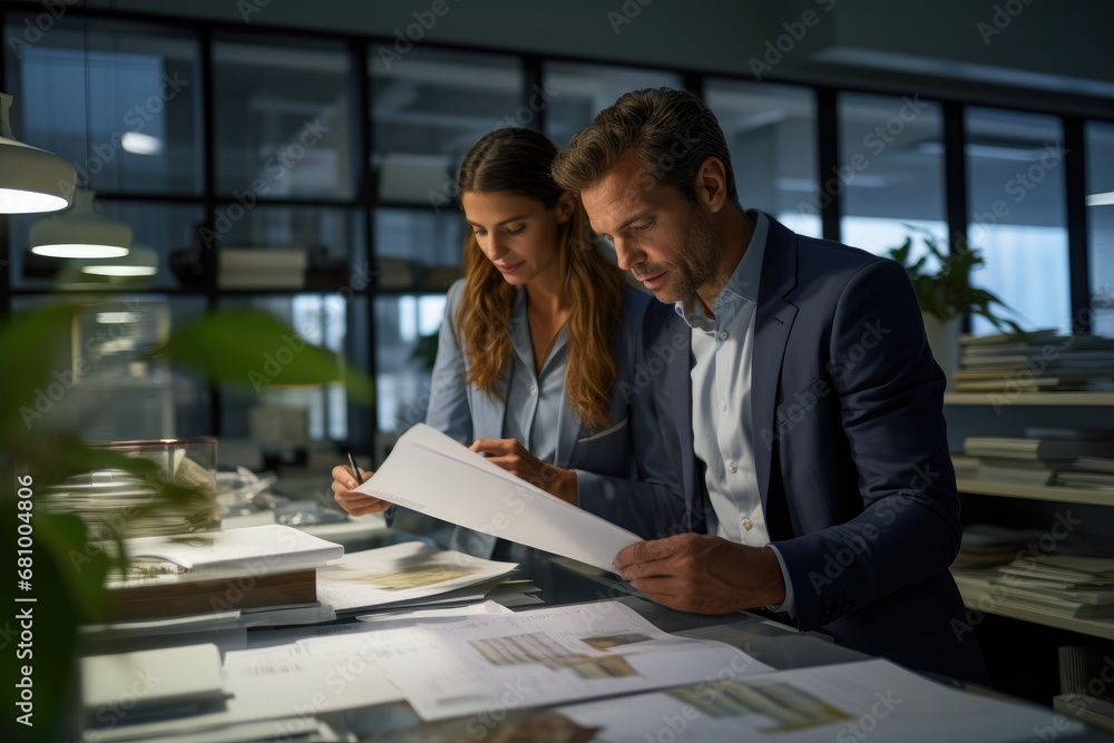 A Curious Couple Examining a Mysterious Document A Curious Couple Examining a Mysterious Document