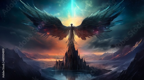 fantastic creature with wings landscape