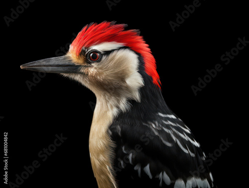 Woodpecker Studio Shot Isolated on Clear Black Background  Generative AI