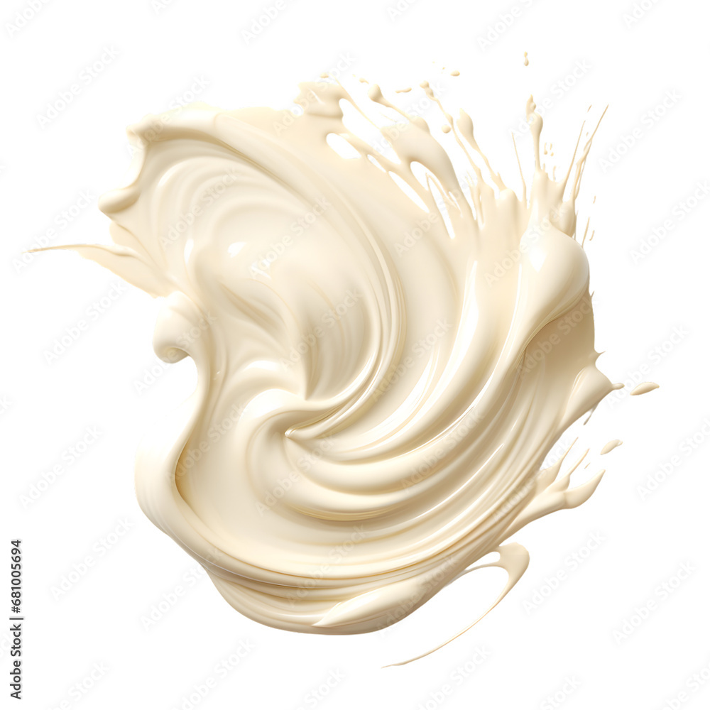 Naklejka premium White cream or paint swirl whirlpool isolated on transparent background