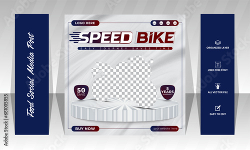 bike rental and automotive social media banner or instagram post template