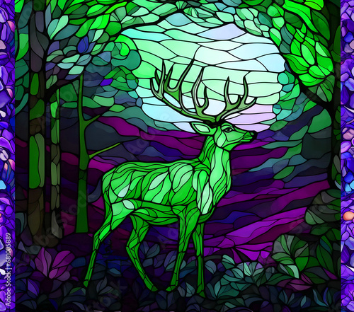 Stained glass deer in forest 20 oz tumbler wrap wrap sublimation 
