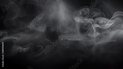 Abstract smoke misty fog on isolated black background. Texture overlays.