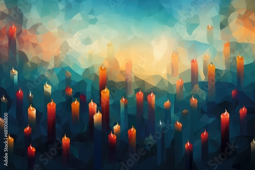 Abstract representation of mass of little lights or candles. Remembrance of Jewish war victims and anti-Semitic incidents. National Day of Mourning photo