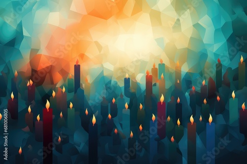 Abstract representation of mass of little lights or candles. Remembrance of Jewish war victims and anti-Semitic incidents photo