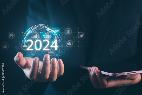 Data Analysis Leadership Businessman Unveils Trends for 2024 Management