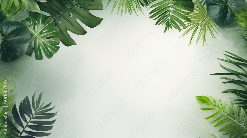 Greenery horizontal frame template with place for text for wedding invitation, invite card, banner, poster, sticker, cover. Digital spring border on white background Greenery horizontal frame template with place for text for wedding invitation, invite card, banner, poster, sticker, cover. Digital spring border on white background