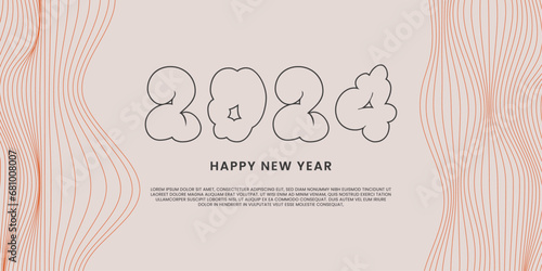 2024 happy new year background. Outline 2024 design. Premium vector design for poster, banner, greeting and new year 2024 celebration.