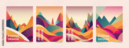 Abstract Background Illustration Poster Design Template poster and Magazine. Trendy Abstract Colorful Geometric and Collage with Typography for Cover, book, social media story, and Page Layou