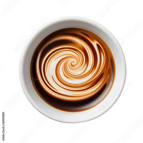 Coffee cup top view isolated on isolated on transparent background