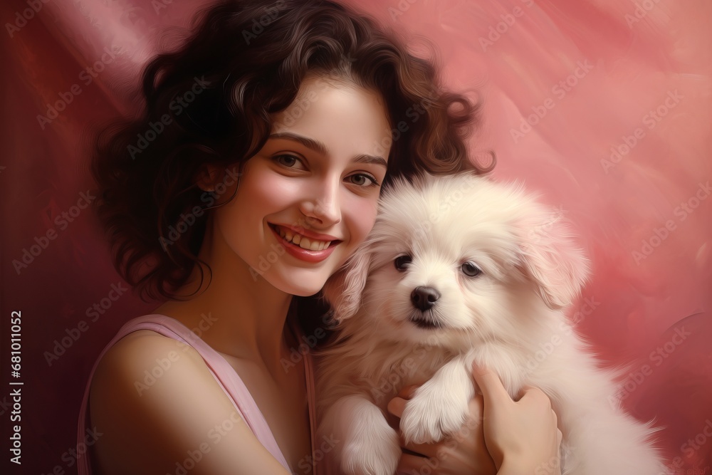 A Woman's Affectionate Bond with Her Small White Dog A Woman's Affectionate Bond with Her Small White Dog