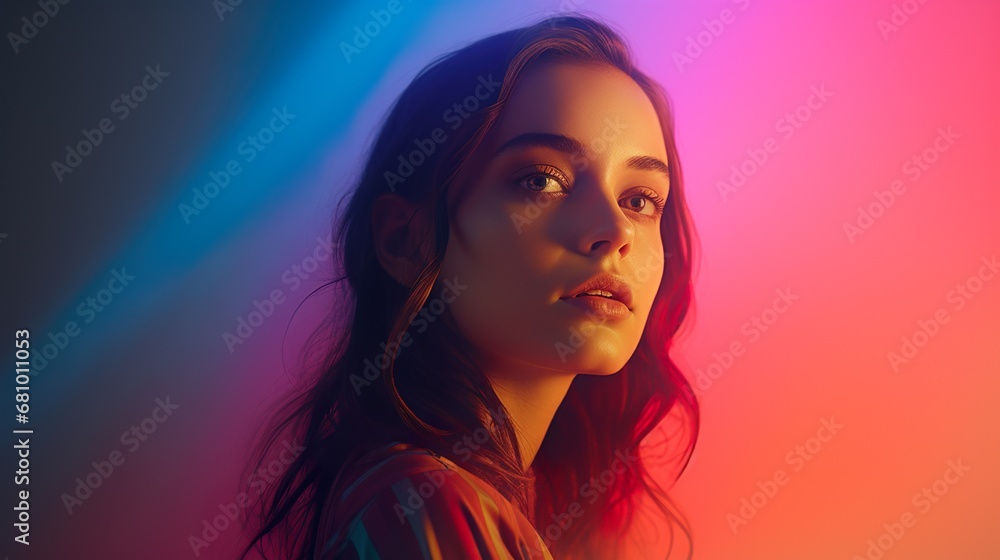 portrait of beautiful blond woman on gradient background studio portrait of beautiful blond woman on gradient background studio
