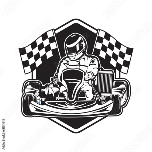 Go Kart racing vector illustration in colorful design, good for event logo, t shirt design and racing team logo