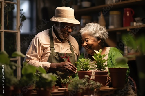 Wallpaper Mural Afroamerican senior couple enjoy takes care indoor Torontodigital.ca