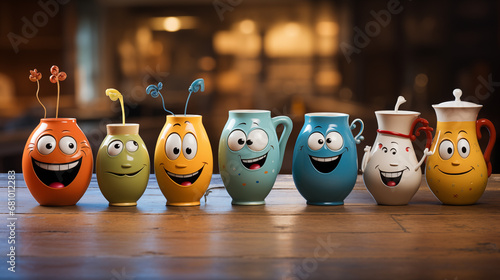 funny cartoon dancing cups