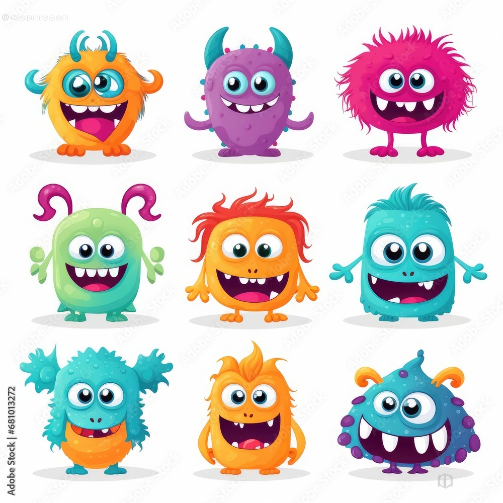 A Colorful Gang of Animated Creatures Expressing Various Emotions