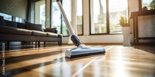 Wallpaper Mural Floor cleaning with mob with cleanser foam and vacuum cleaner at home. Torontodigital.ca