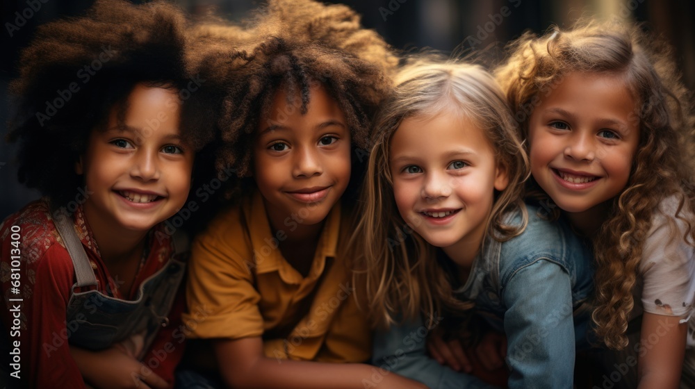 Group of children beings smiling and laughing at the camera, uhd image