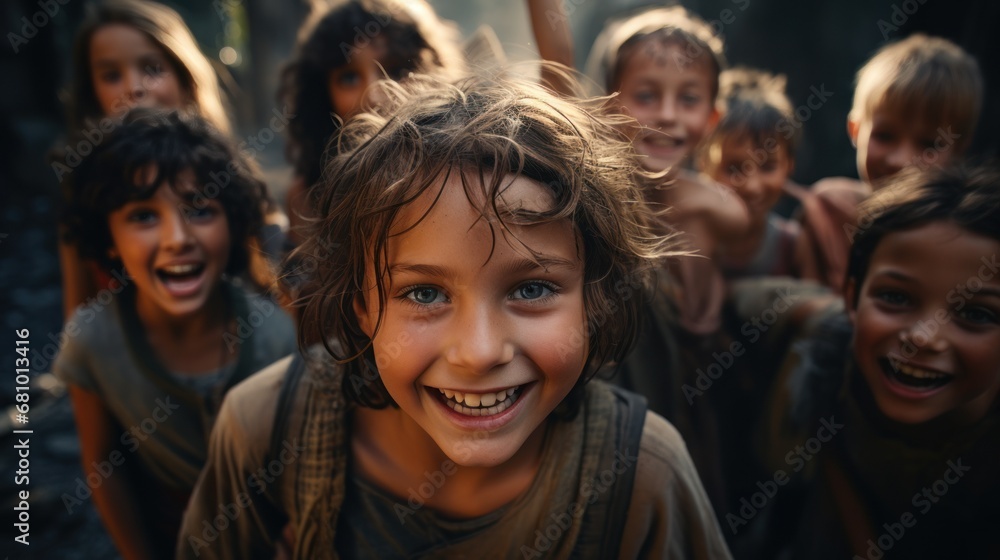 Group of children beings smiling and laughing at the camera, uhd image Group of children beings smiling and laughing at the camera, uhd image