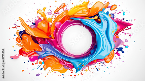 Liquid wave in the shape of a circle, curved motion flow explosion on a white background, abstract concept banner for presentation