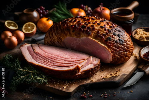Elevate Your Festive Feast: Exploring the Delectable Mustard-Glazed Juicy Ham with a Twist Generative AI