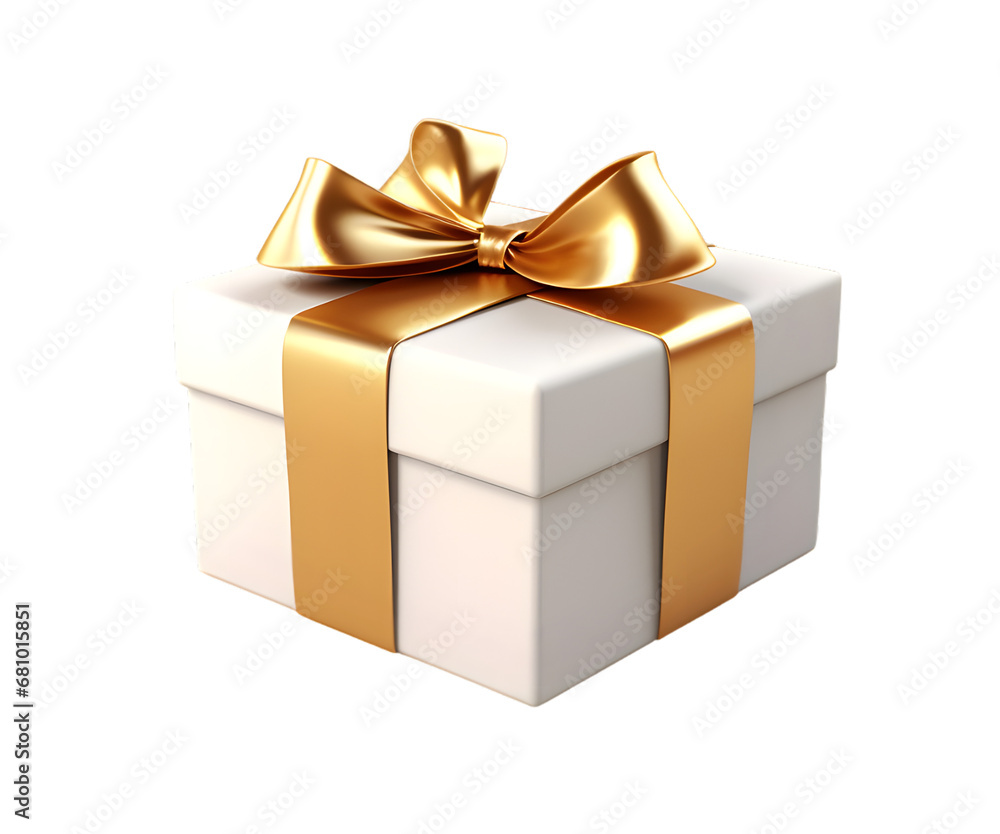 Gift box with golden bow isolated on transparent background Gift box with golden bow isolated on transparent background